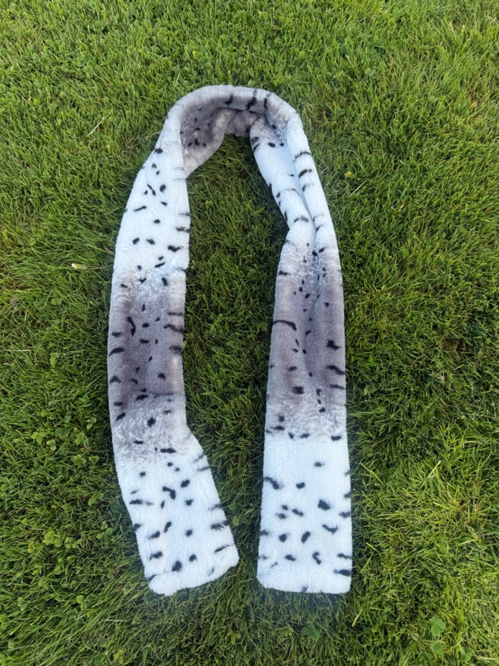 Minky Couture Faux Fur Scarf White Gray Black Plush Winter Wrap